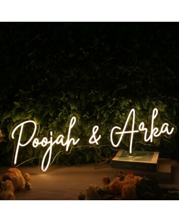 Poojah And Arka Yellow Neon Sign