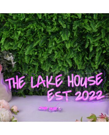 The Lake House EST 2022 Pink Neon Sign