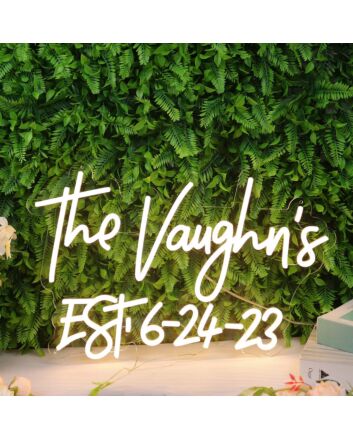 The Vaughns EST 6-24-23 Yellow Neon Sign