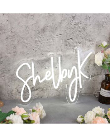 Shelby K White Neon Sign