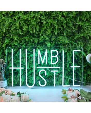 Humble Hustle Blue Neon Sign