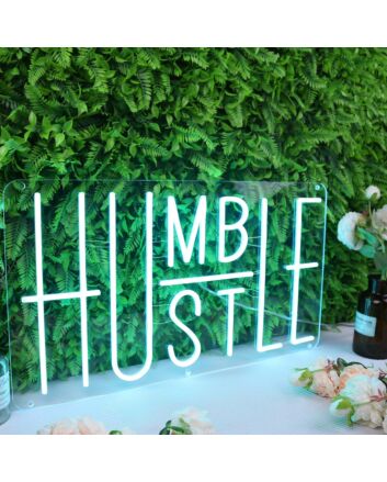 Humble Hustle Blue Neon Sign