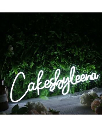 Cakes By Leena White Neon Sign