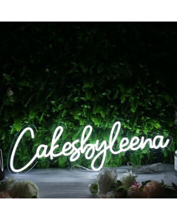 Cakes By Leena White Neon Sign