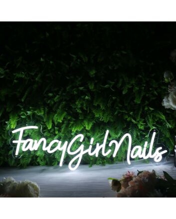 Fancy Girl Nails White Neon Sign