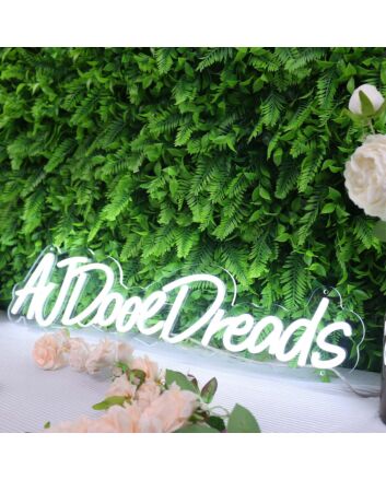 AJ Does Dreads White Neon Sign
