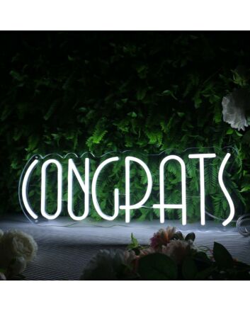 Congrats White LED Neon Sign