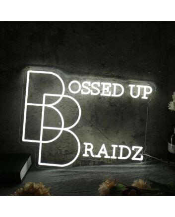 Bossed Up Braidz White Neon Sign