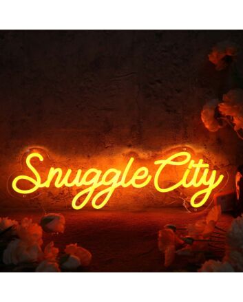 Snuggle City Orange Neon Sign