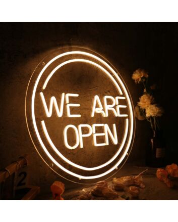 We Are Open White Neon Sign