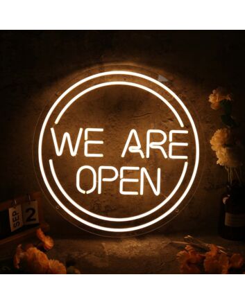 We Are Open White Neon Sign