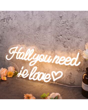 Hall You Need Is Love Yellow Neon Sign