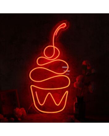 Aesthetic Cup Cake Red Neon Sign