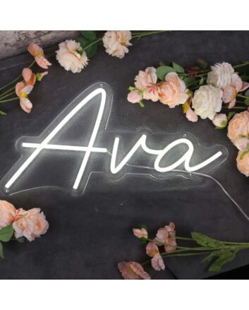 Ava White Neon Sign