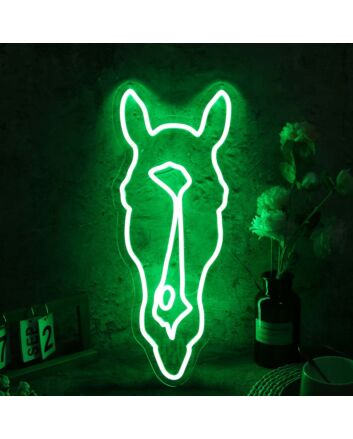 Aesthetic Horse Head Green Neon Sign