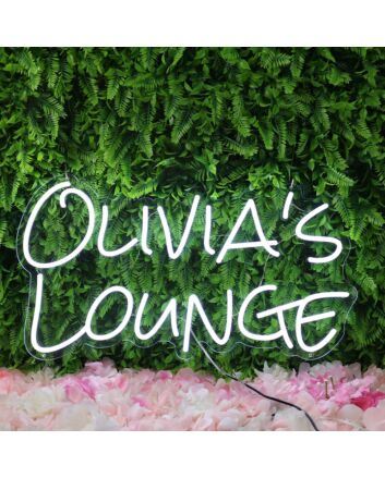 Olivias Lounge White Neon Sign