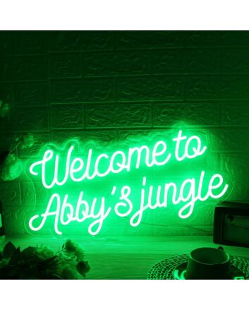 Welcome to Abbys Jungle Green Neon Sign