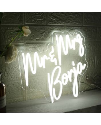 Mr And Mrs Boria White Neon Sign