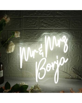 Mr And Mrs Boria White Neon Sign