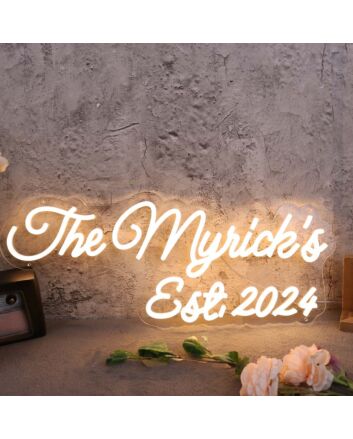The Myricks EST 2024 Yellow Neon Sign
