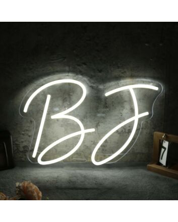 BJ White Neon Sign