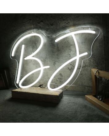 BJ White Neon Sign