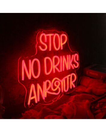 Stop No Drinks Allowed Red Neon Sign