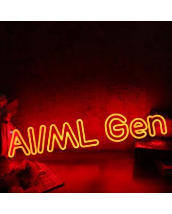 AI ML Gen Orange Neon Sign