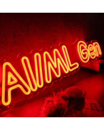 AI ML Gen Orange Neon Sign