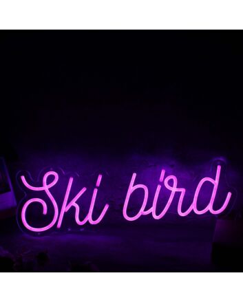 Ski Bird Purple Neon Sign