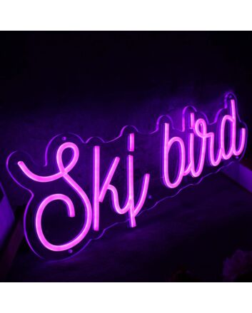 Ski Bird Purple Neon Sign