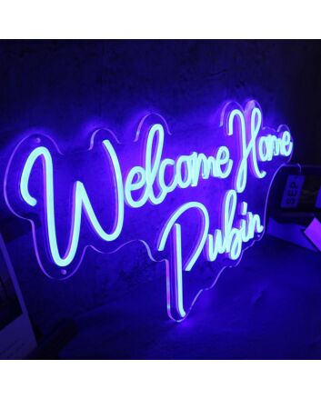 Welcome Home Rubin Blue Neon Sign