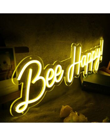Bee Happy Yellow Neon Sign