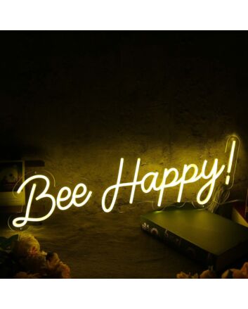 Bee Happy Yellow Neon Sign