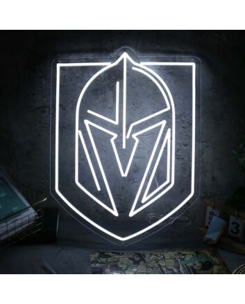 Knight Helmet White Neon Sign