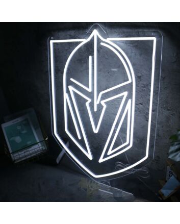 Knight Helmet White Neon Sign