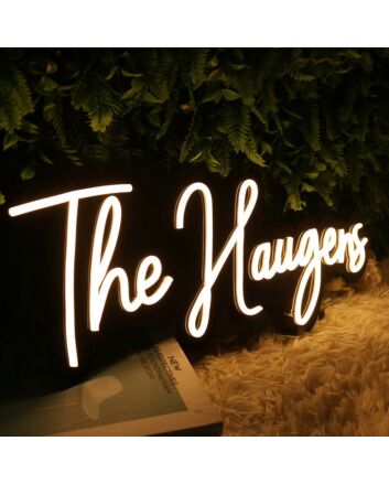The Haugens White Neon Sign