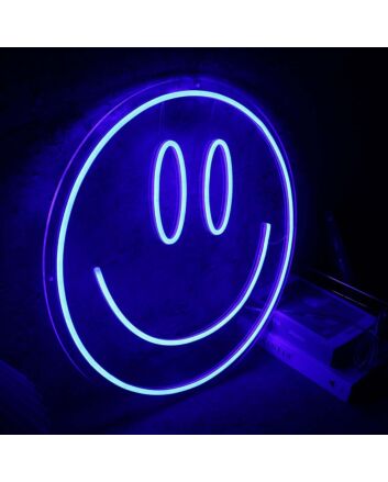 Smiley Face Blue Neon Sign