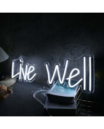 Live All White Neon Sign