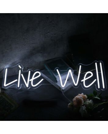 Live All White Neon Sign