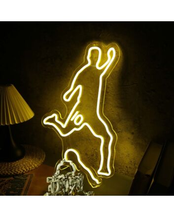 Volleying Soccer Yellow Neon Sign