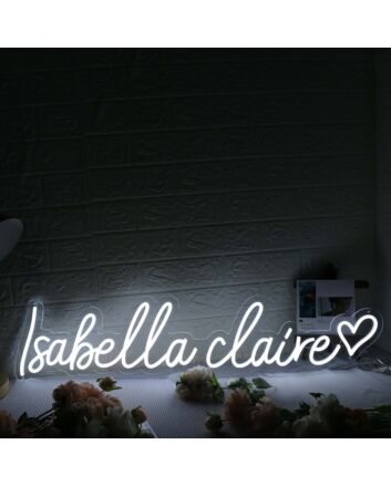 Isabella Claire White Neon Sign