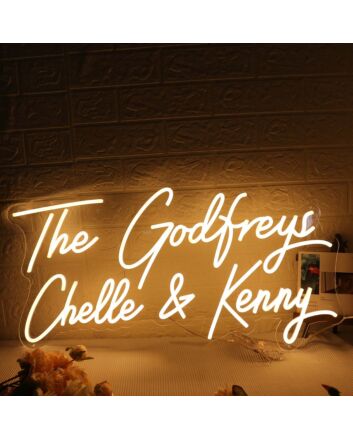 The Godfreys Chelle And Kenny Yellow Neon Sign