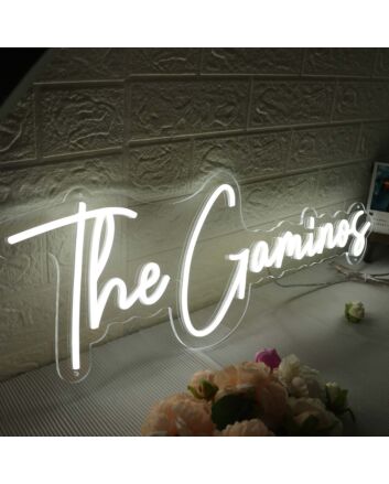 The Gaminos White Neon Sign