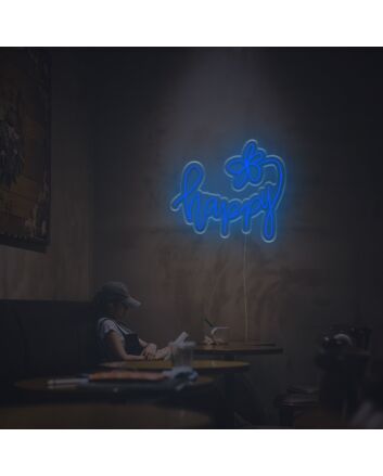Happy With Flower LED Neon Sign