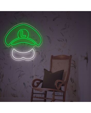 Luigis Hat And Beard LED Neon Sign