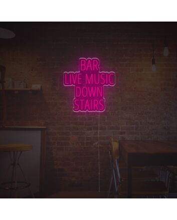 Bar Live Music Down Stairs LED Neon Sign