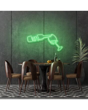Wine Poured To Glass Neon Lights