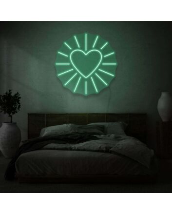 Heart with rays LED neon sign
