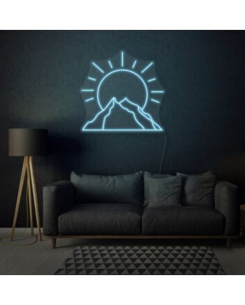 Sun behind mountain LED neon sign